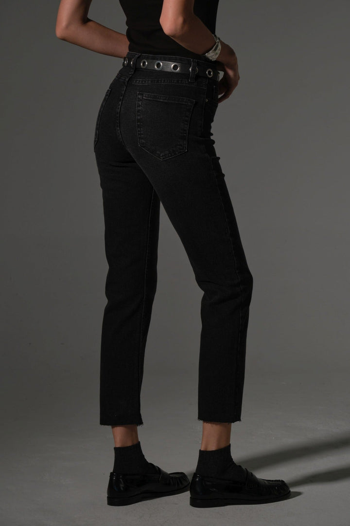 Esnek Pamuklu Kumaş Kesik Paça  5 cep Skinny Slim  Kadın Jean Pantolon @Kosova Maule