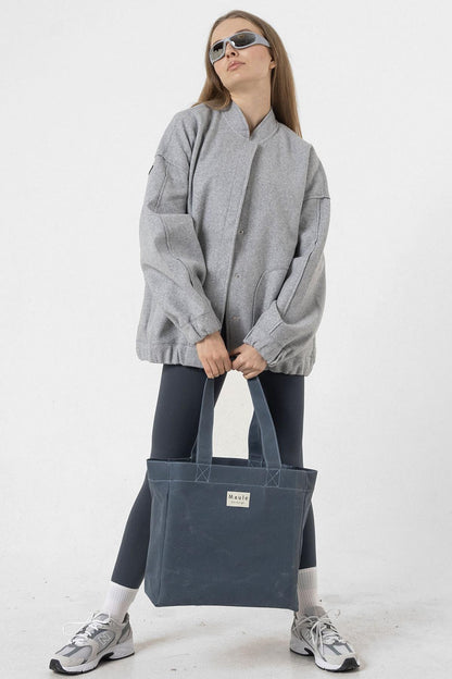 Maule Ortaboy Mumlu Kanvas %100 Pamuk Kadın Omuz Çantası Tote Bag