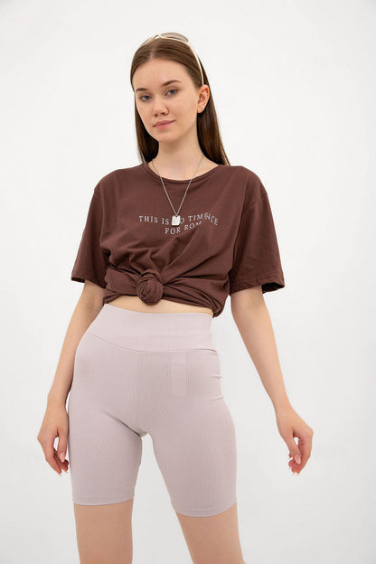No time for Romance Baskılı Oversize %100 Pamuk Kadın Tişört