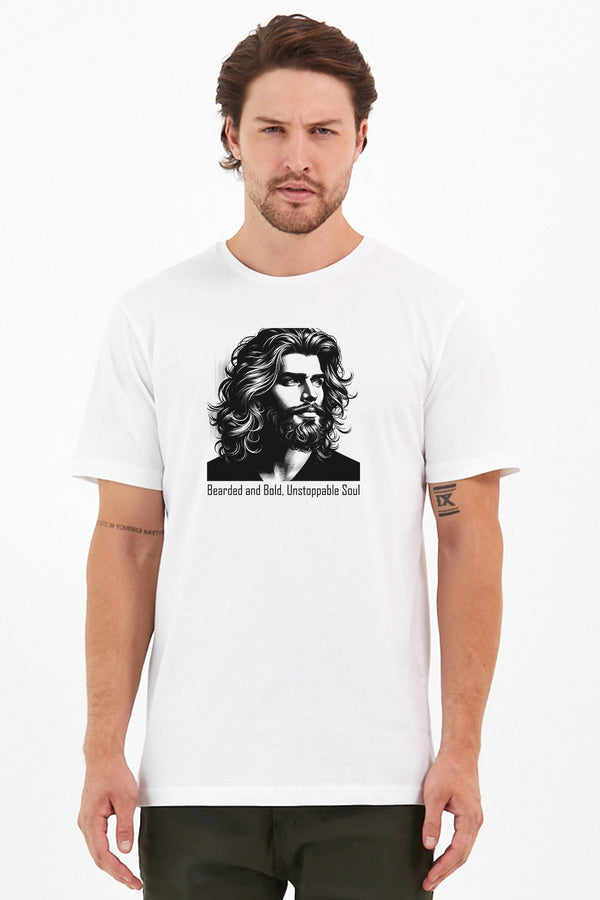 Portre Baskılı Yapay Zeka Tasarımı Penye Rahat Kalıp %100 Pamuk Erkek Tişört @BlahxAi