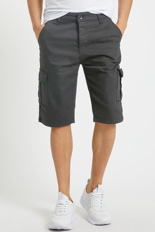 Slim Fit None Denim Side Pocket Flexible Fabric Men's Jean Cargo Shorts