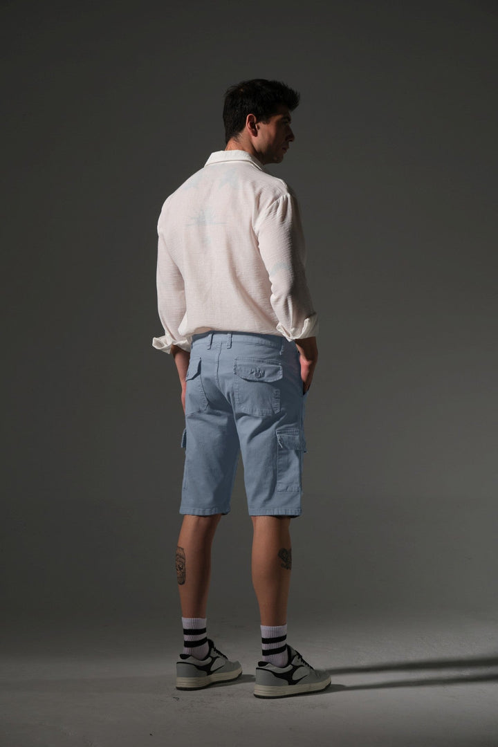 Slim Fit None Denim Yandan Cepli Esnek Kumaş Erkek Jean Kargo Şort Domoda