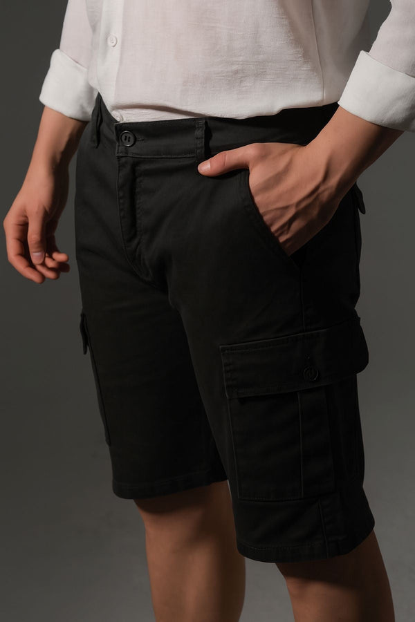 Slim Fit None Denim Yandan Cepli Esnek Kumaş Erkek Jean Kargo Şort Domoda