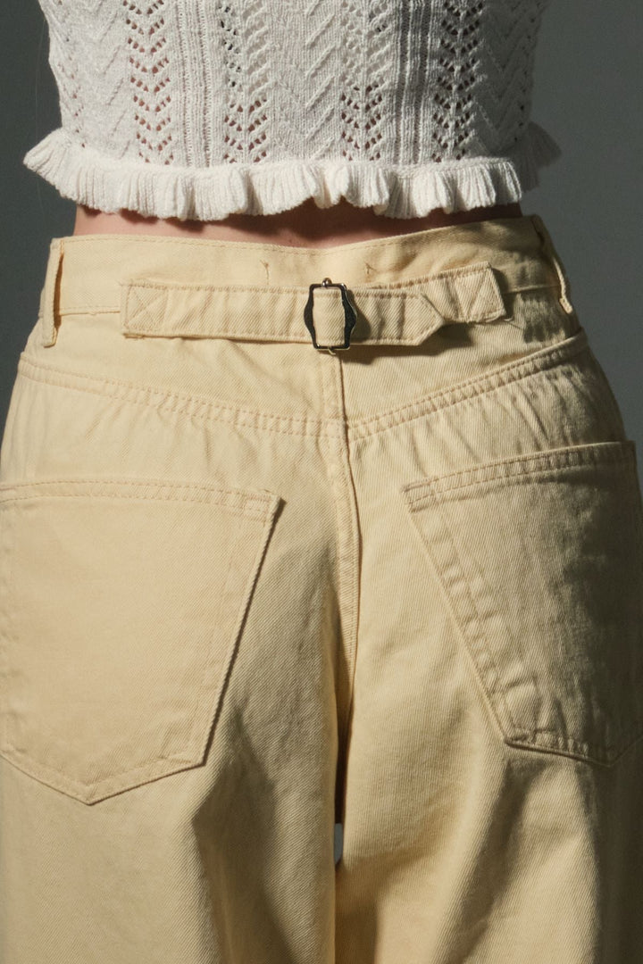 Toka Detaylı Bol Kesim Geniş Paça Rahat Baggy Jean Kot Salaş Kadın Pantolon @Milano Maule
