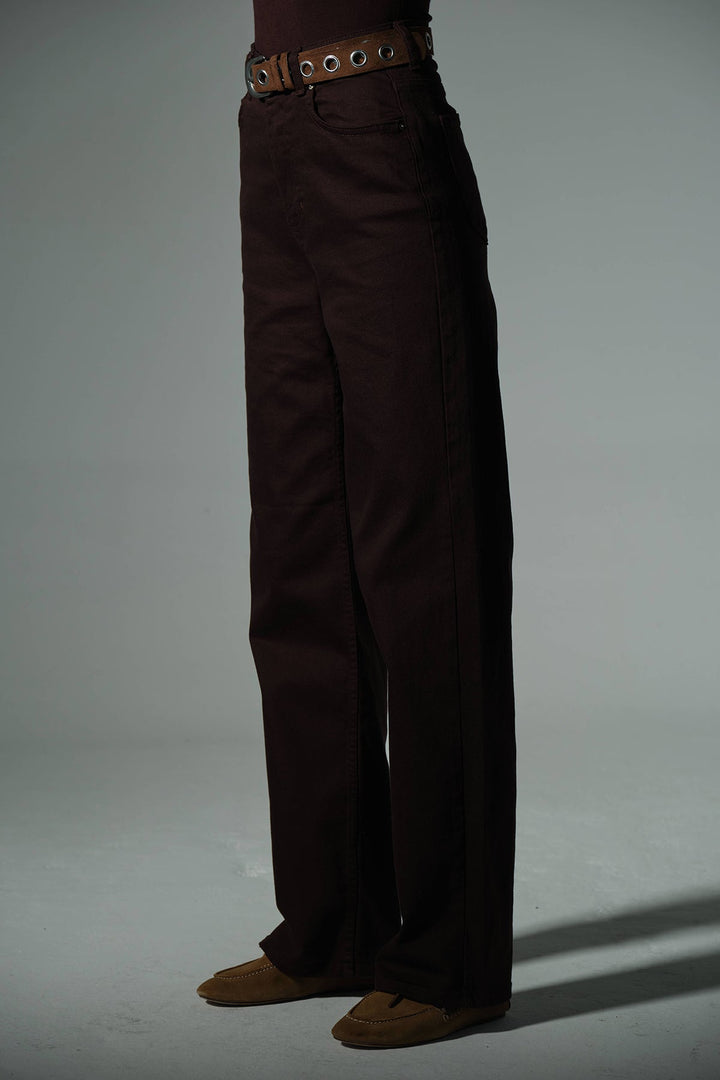 üksek Bel, Esnek Denim Kumaş Geniş Paça Palazzo Kadın Kot Jean Pantolon @Cesena Maule
