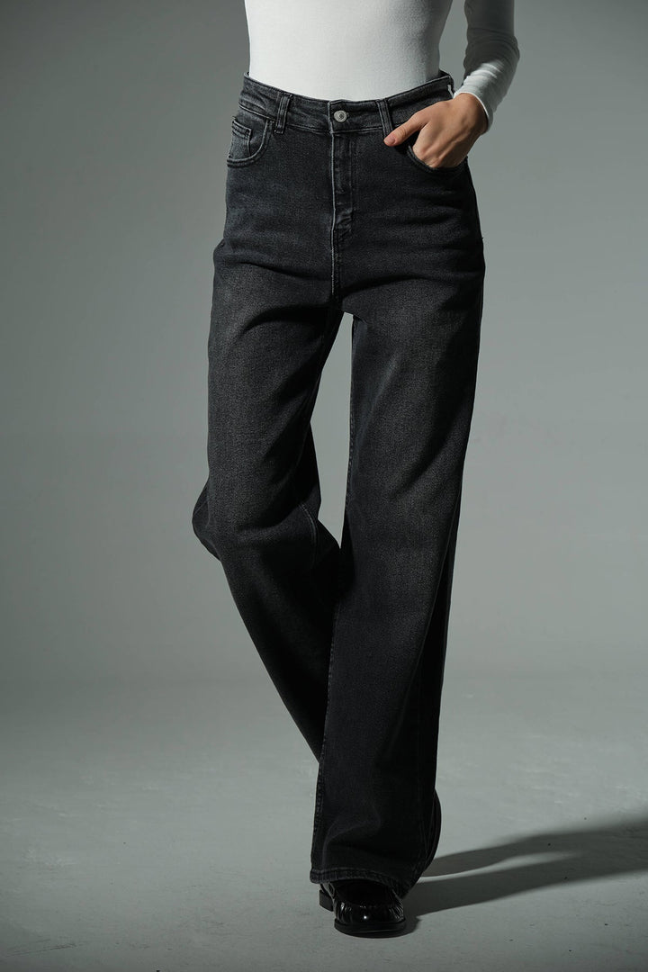 üksek Bel, Esnek Denim Kumaş Geniş Paça Palazzo Kadın Kot Jean Pantolon @Cesena Maule