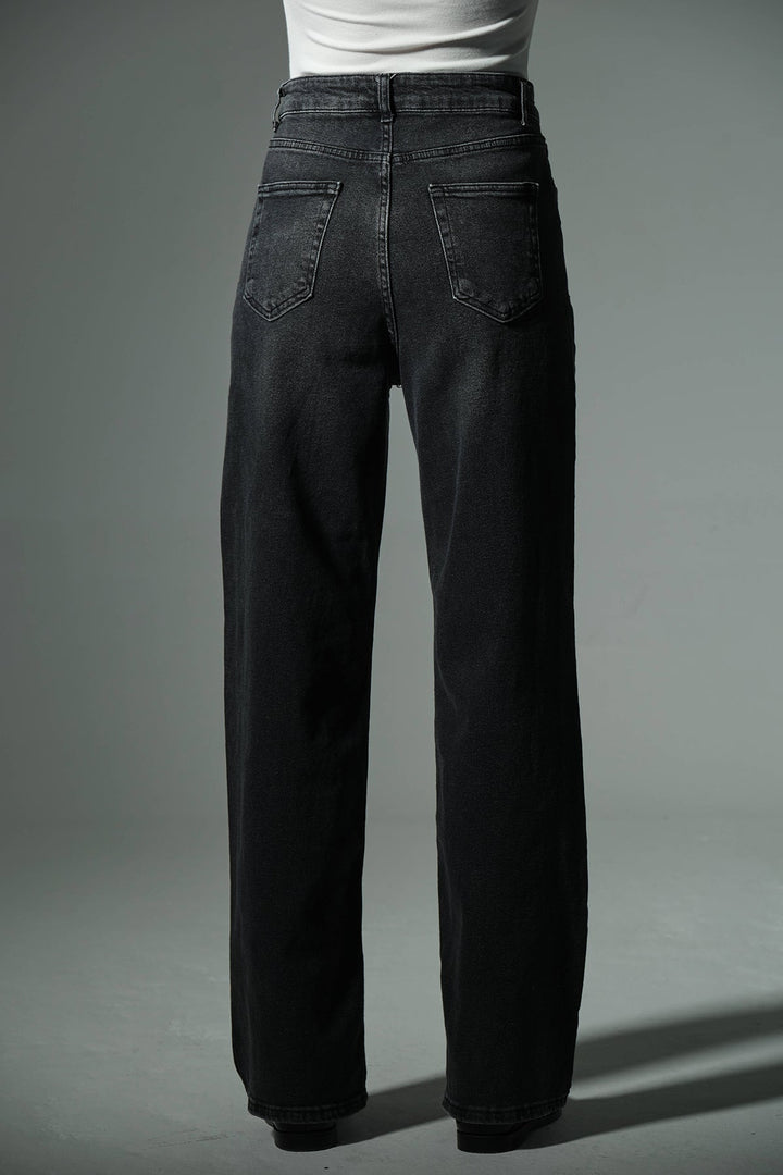 üksek Bel, Esnek Denim Kumaş Geniş Paça Palazzo Kadın Kot Jean Pantolon @Cesena Maule