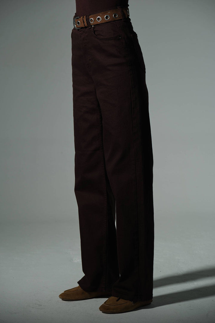 üksek Bel, Esnek Denim Kumaş Geniş Paça Palazzo Kadın Kot Jean Pantolon @Cesena Maule
