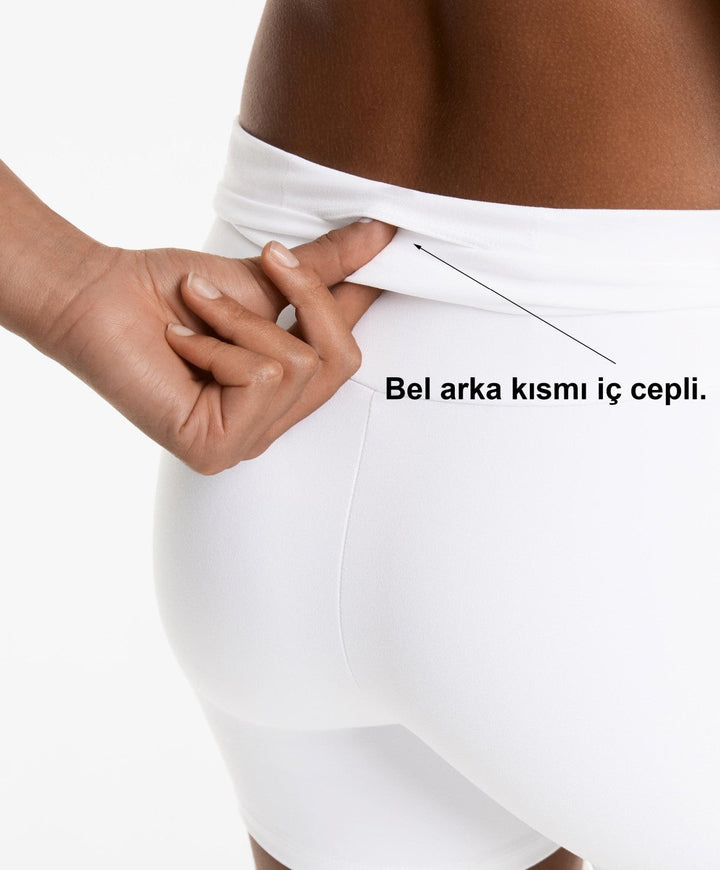 yüksek bel toparlayıcı esnek kumaş, kadın spor taytı 10 cm comfortlux high rise hot pants Domoda