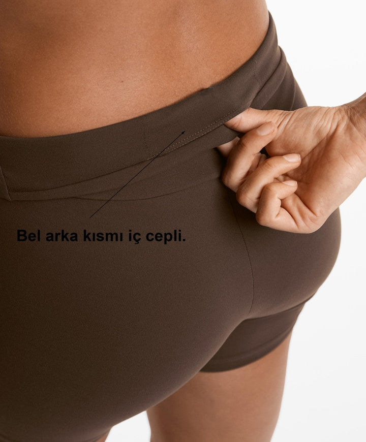 yüksek bel toparlayıcı esnek kumaş, kadın spor taytı 10 cm comfortlux high rise hot pants Domoda
