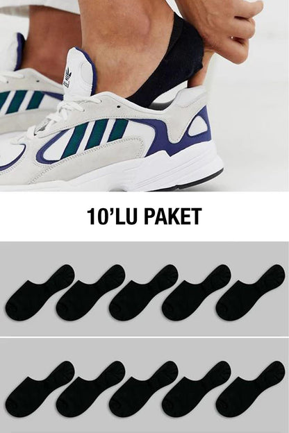 10'lu Paket Pamuklu Suba görünmez kaydırmaz topuk silikonlu Erkek Çorap