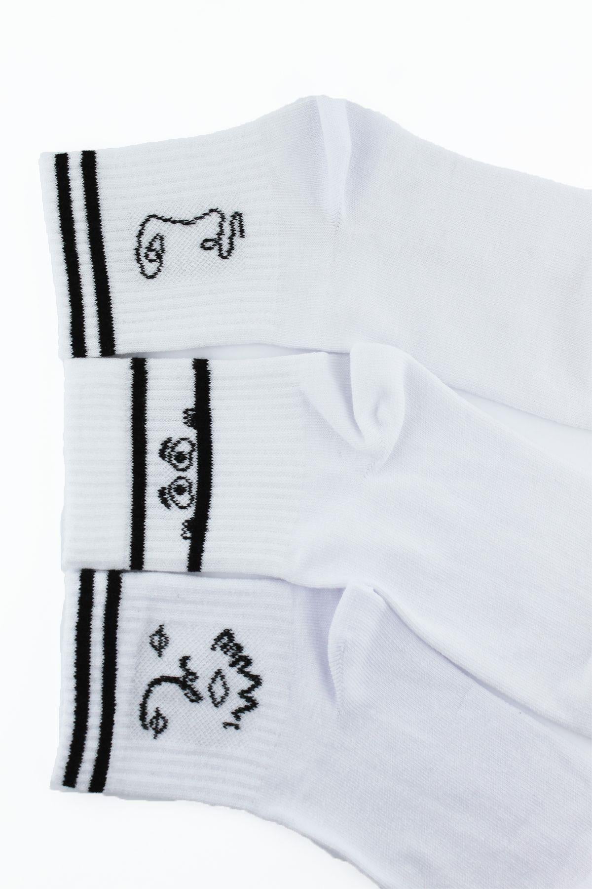 5 -Package striped illustration 80 %cotton half concert men's socks