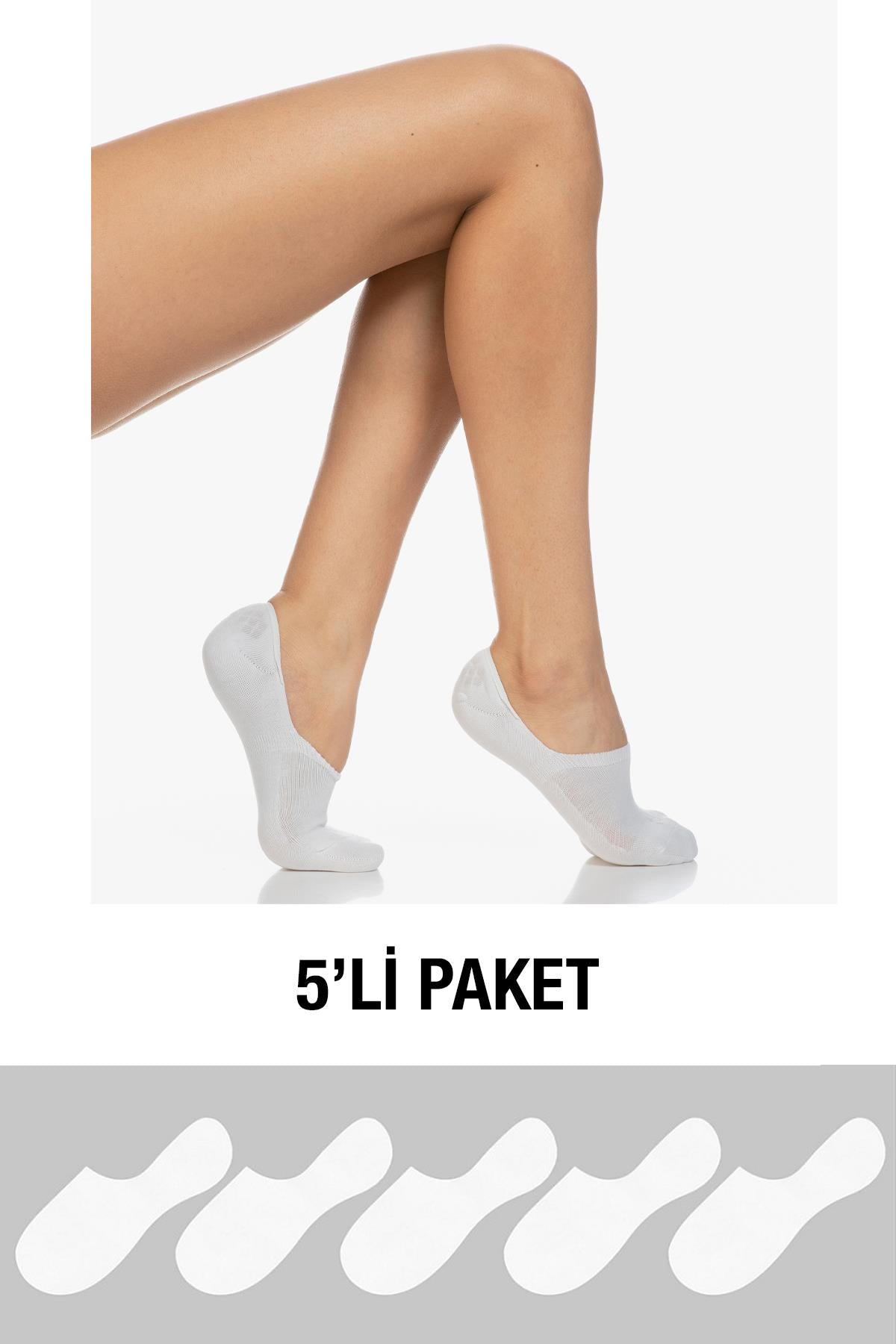 5'li Paket kaydırmaz topuk Silikonlu Suba görünmez Kadın Çorap