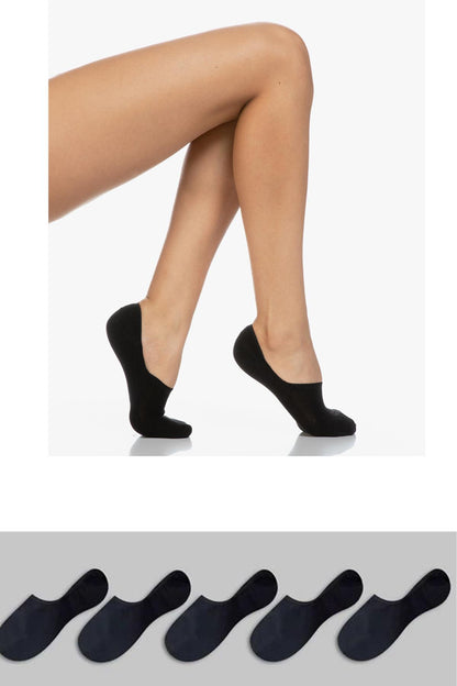 5'li Paket kaydırmaz topuk Silikonlu Suba görünmez Kadın Çorap