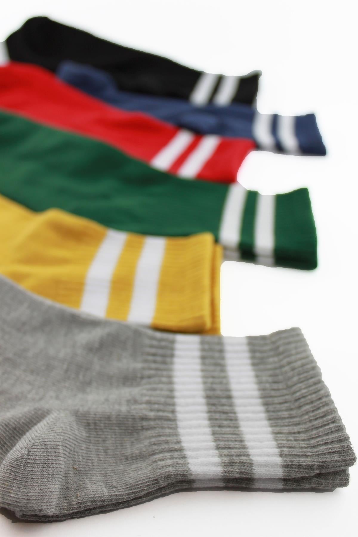 6 -pack white striped color cotton short socket male female unisex socks