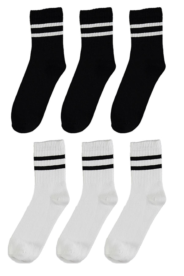 Pack of 6 Cotton Striped Half Socks Men's - Women's Unisex Socks