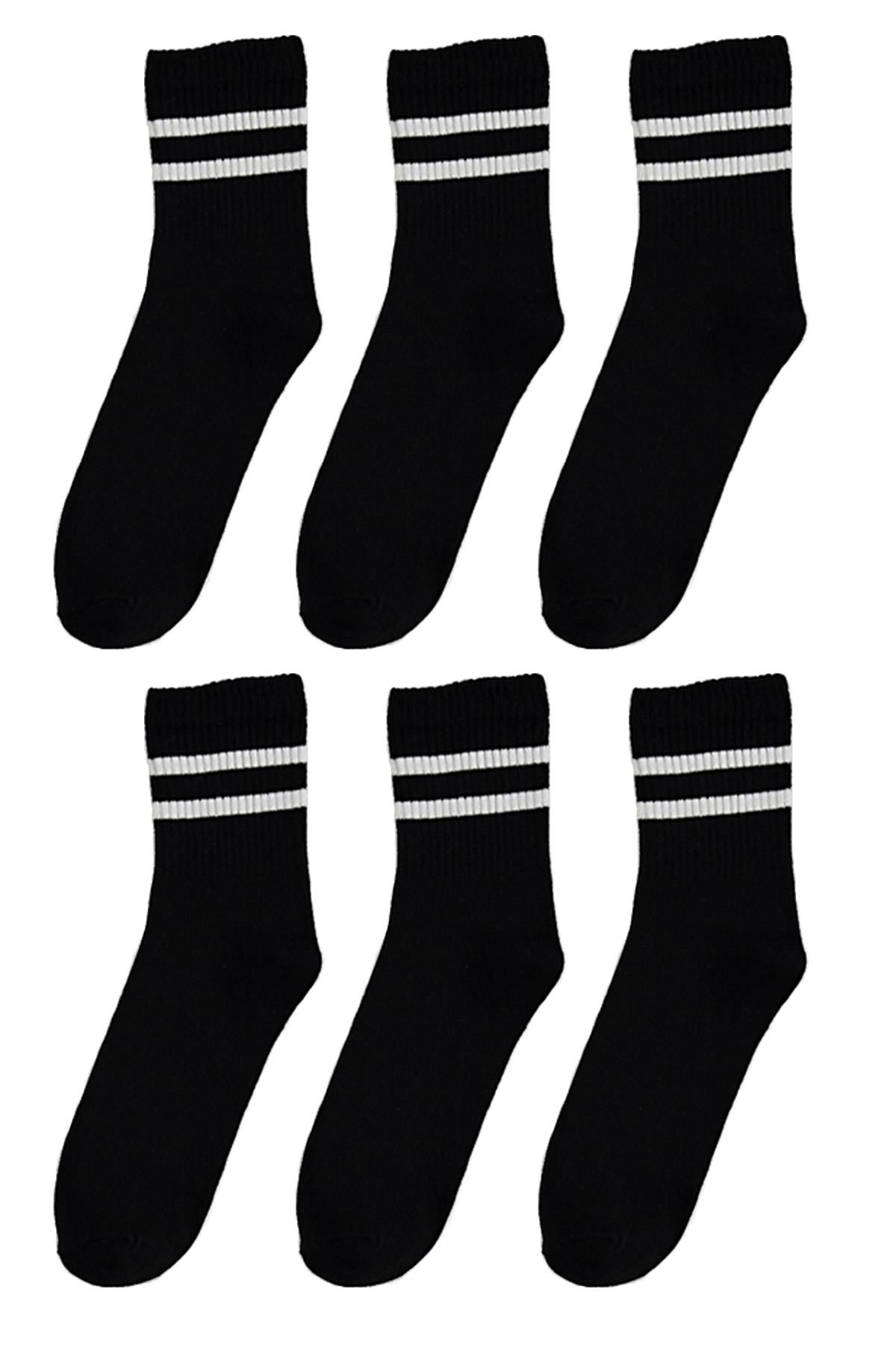 6 Pack Cotton Striped Half Concert Men - Female Unisex Socks