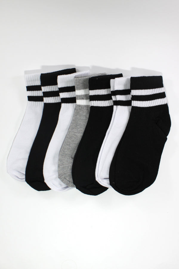 Pack of 7 Cotton Colorful Striped Half Cuff Women's Socks