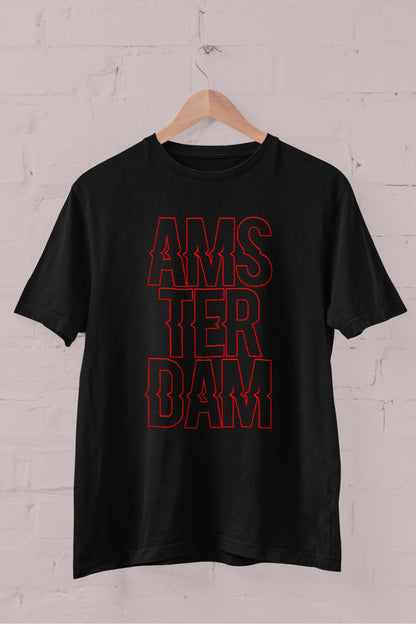 Amsterdam typogrofi printed Crew Neck men's t -shirt