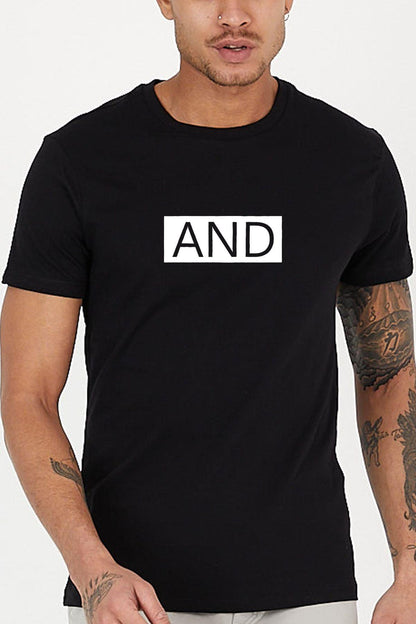 And slogan printed Crew Neck men's t -shirt