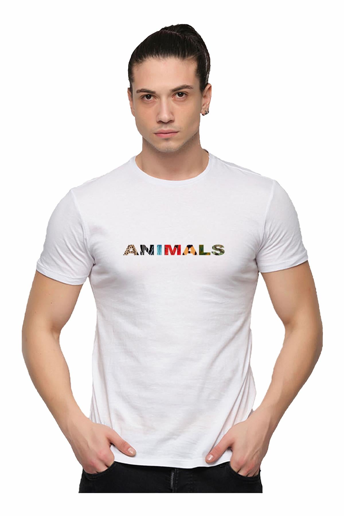 Animals Printed Cotton Men's T -shirt