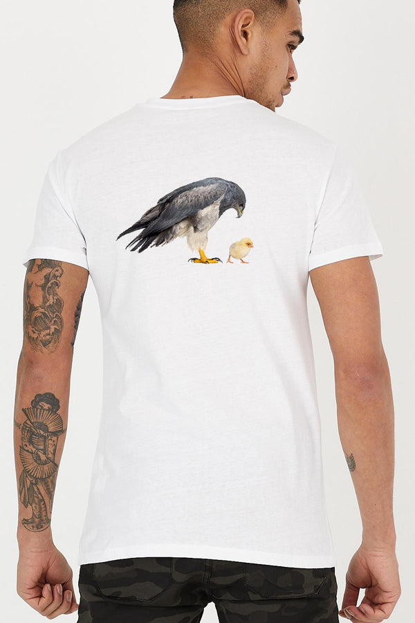 Crew Neck Men's T-Shirt with Eagle Graphic Print on the Back