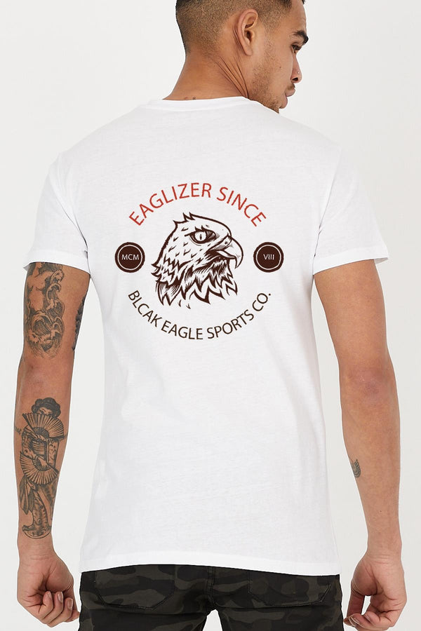 Crew Neck Men's T-Shirt with Eaglizer Eagle Printed on the Back