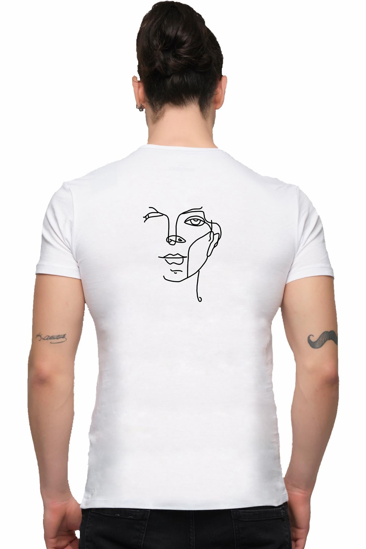 Back Hand Draw Printed Cotton Men's T -shirt