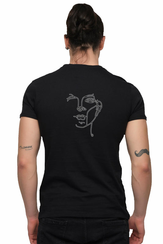 Back Hand Draw Printed Cotton Men's T -shirt