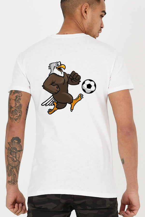Crew Neck Men's T-Shirt with Football Eagle Print on the Back
