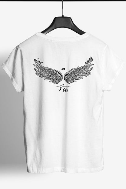 Behind the eagle wing printed Crew Neck men's t -shirt