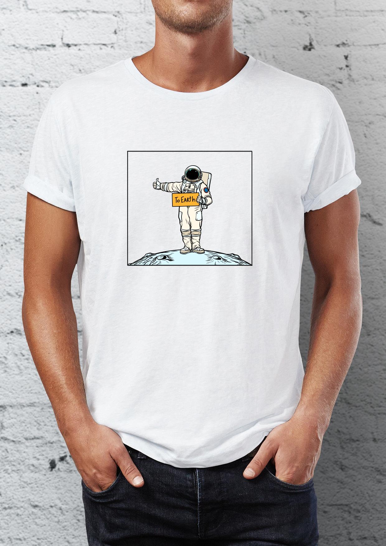 Astronaut space man printed Crew Neck men's t -shirt
