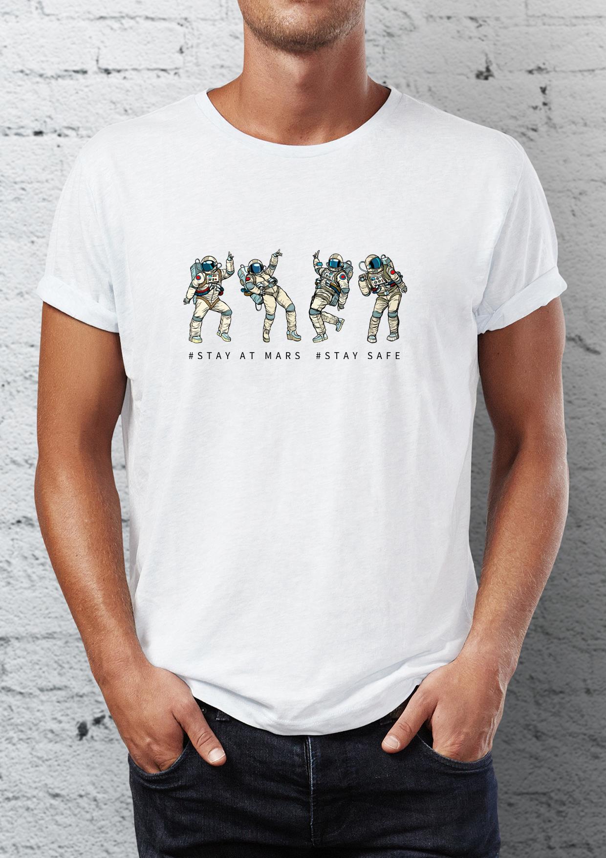 Astronaut space man printed Crew Neck men's t -shirt