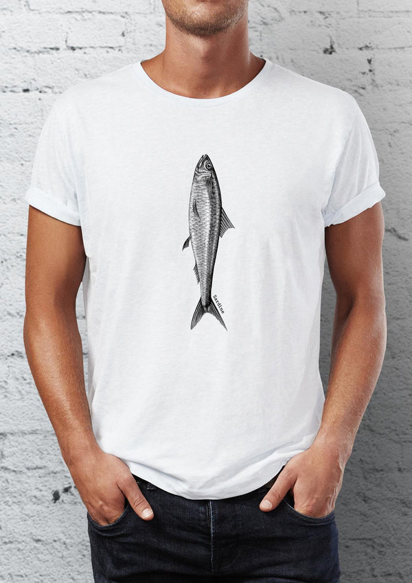Fish Printed Crew Neck Men's T-Shirt