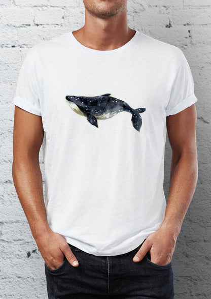 Whale printed Crew Neck men's T -shirt