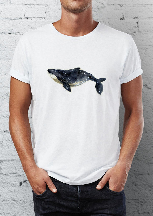 Whale Printed Crew Neck Men's T-Shirt