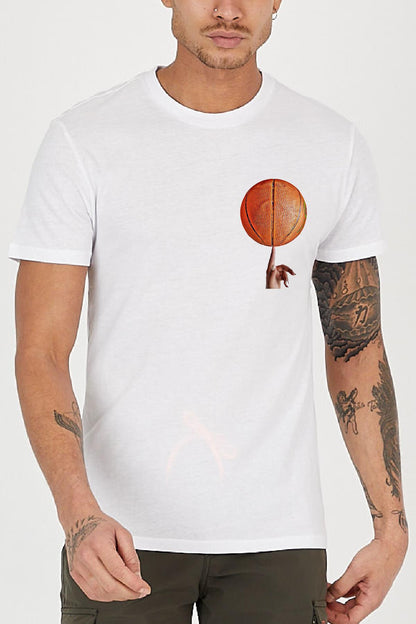 Basketball ball printed Crew Neck men's t -shirt