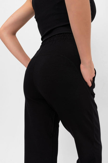 Waist, trotter, jogger steel knitted trousers with pockets female leggings