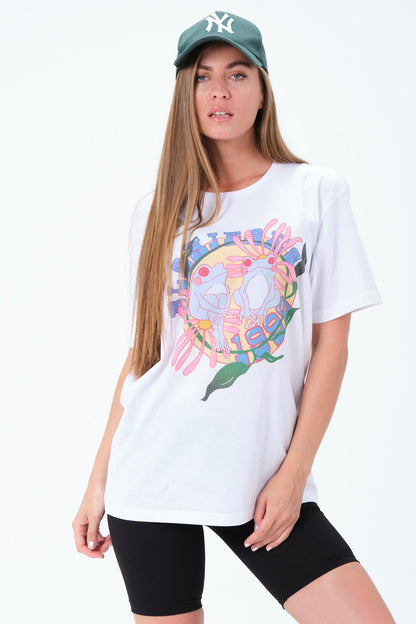 Crew Neck frog printed anthrole overwoman female T -shirt