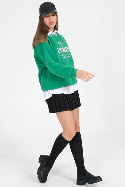 Bicycle Yaka Los Angeles Written Printed Oversize Woman Sweatshirt