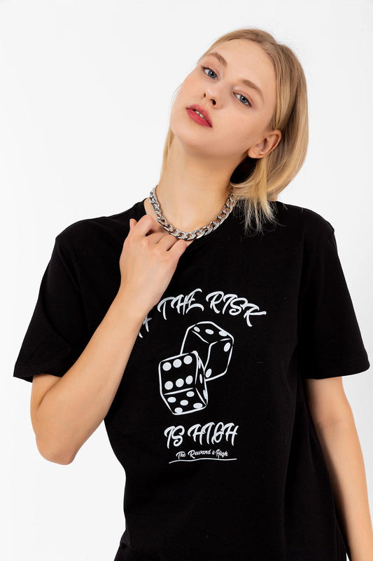 Crew Neck membrane printed white overless woman unisex t -shirt