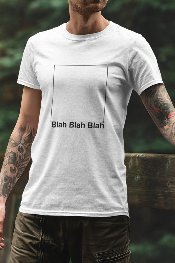 Blah Grafik Baskılı, Pamuklu Bisiklet Yaka Erkek Tişört Blah.