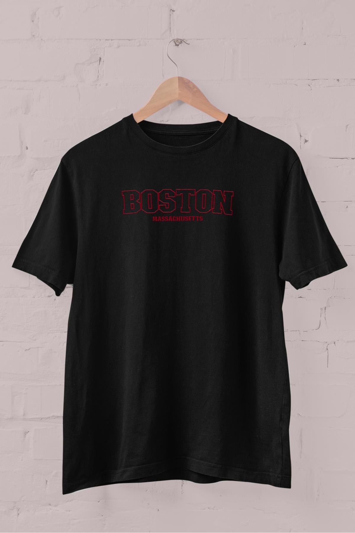 Boston Printed Crew Neck Men's T -shirt