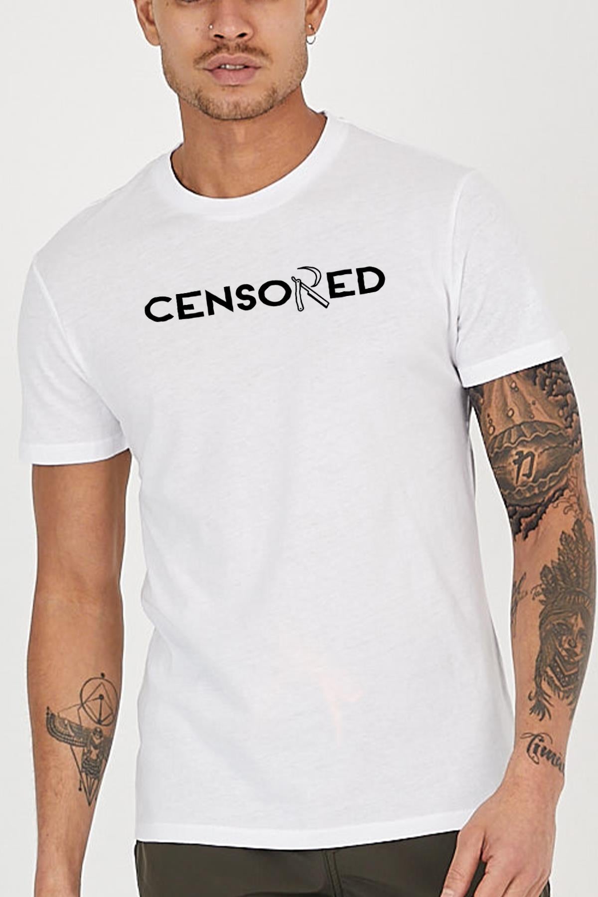 Censored Baskılı Bisiklet Yaka Erkek Tişört