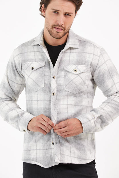 Double Pocket Caple Plaid Men's Shirt