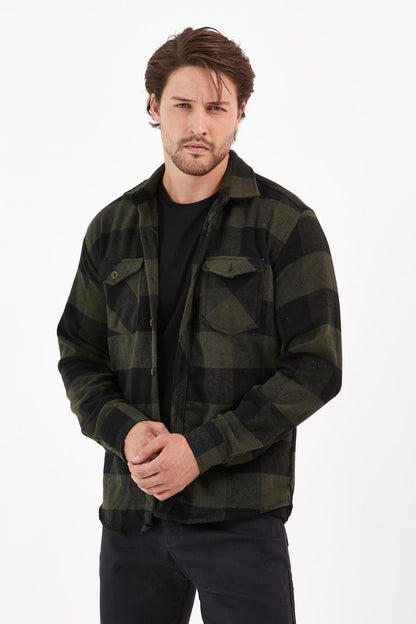 Double Pocket Caple Plaid Men's Shirt
