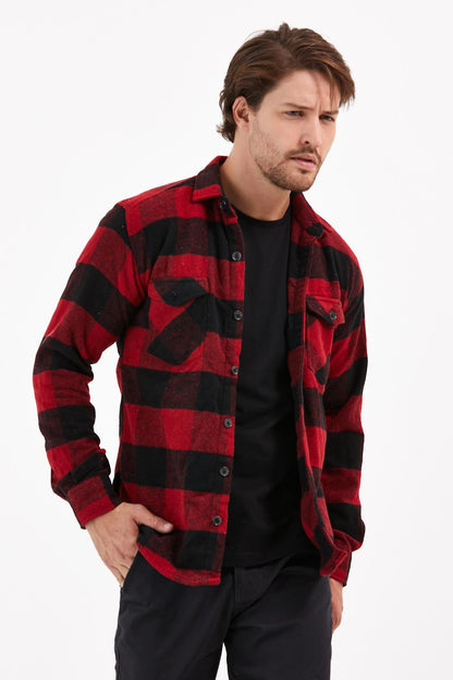 Double Pocket Caple Plaid Men's Shirt