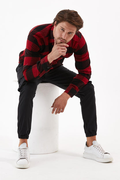 Double Pocket Caple Plaid Men's Shirt