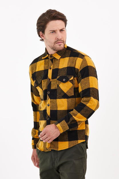Double Pocket Caple Plaid Men's Shirt