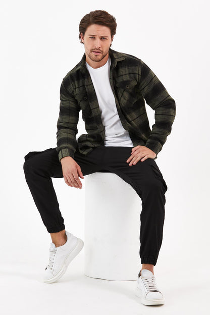 Double Pocket Caple Plaid Men's Shirt